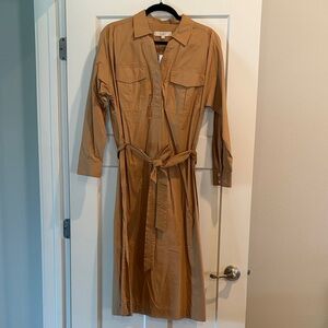 LOFT Camel/Tan Shirt Dress with Waist Tie
